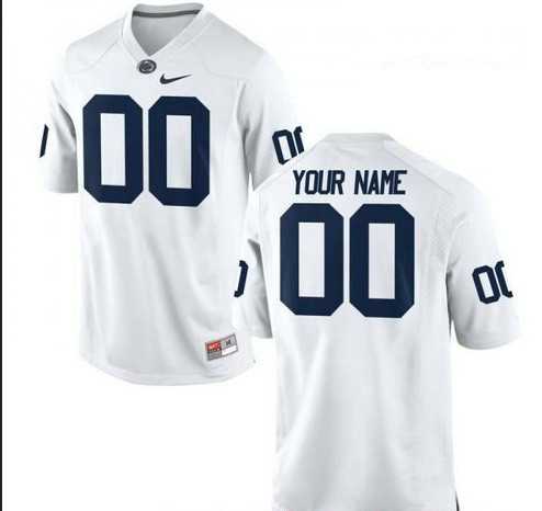 Men%27s Penn State Nittany Lions Customized Nike White Limited Football Jersey